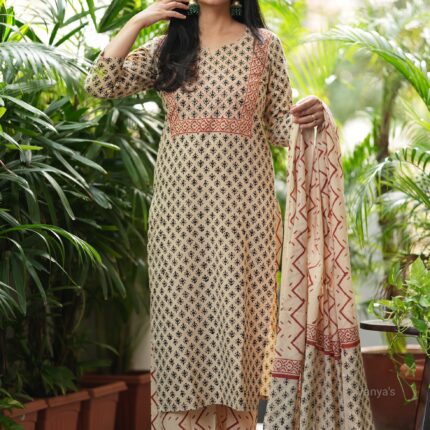 Beige Handblock suit