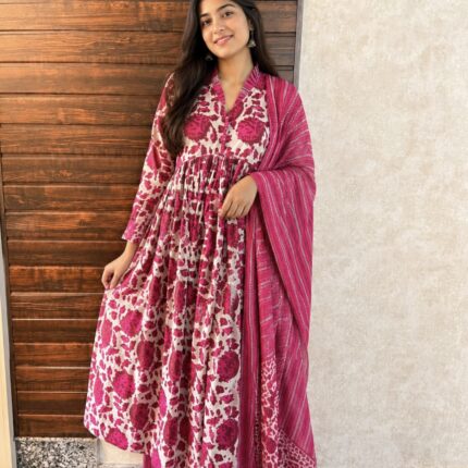 Pink Alia cut Anarkali
